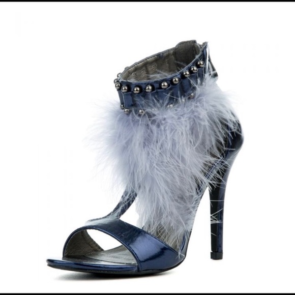 Navy Blue Cape Robbin Heels - Picture 2 of 4